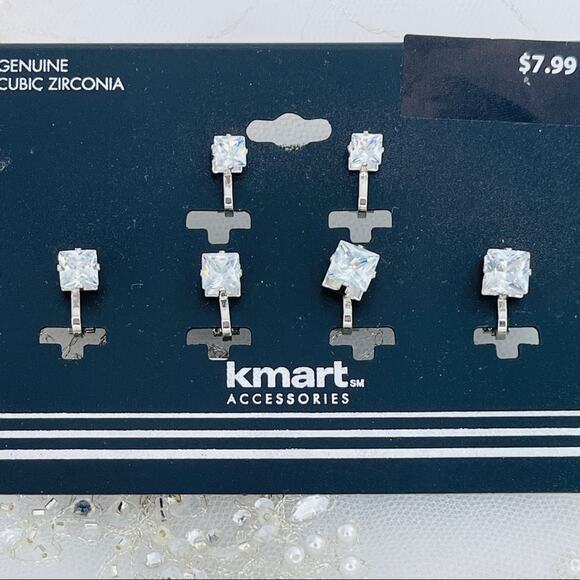 Square Rhinestone Clip-on earrings NWT - Picture 2 of 4